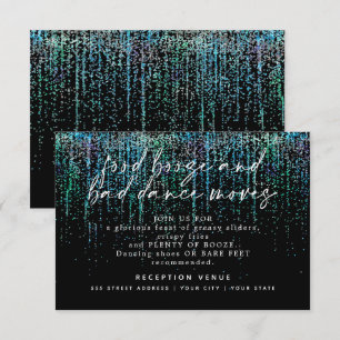 Convites Recepção de Casamento Moderna com Brilho Teal Aqua