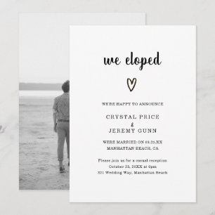 Convites Recepção de Casamento Moderna com Foto de Coração 