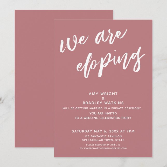 Convites Recepção de Casamento Moderna Dusty Rose Estamos F (Frente/Verso)