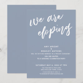 Convites Recepção de Casamento Moderna em Azul Empoeirado E