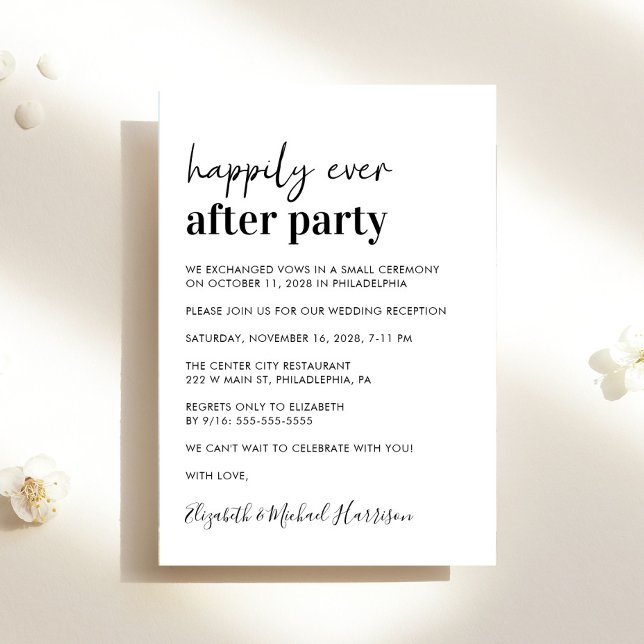 Convites Recepção de casamento moderna mínima (An chic Happily Ever After Party invitation for your wedding celebration)