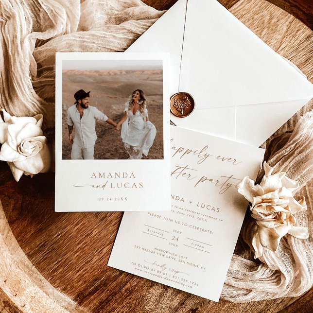 Convites Recepção de casamento moderna, neutro minimalista  (Criador carregado)