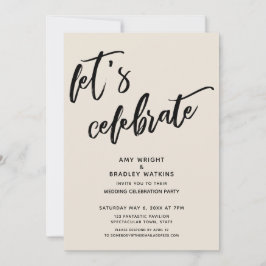Convites Recepção de Casamento Moderna Vamos Celebrar Creme