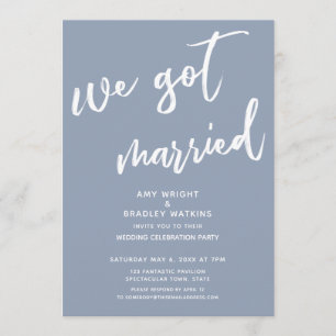 Convites Recepção de Casamento Moderno Dusty Blue Nós nos C