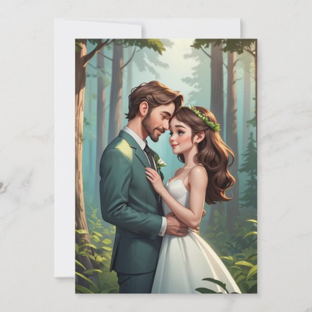 Convites recepção de casamento moderno e feliz para sempre  (Frente)