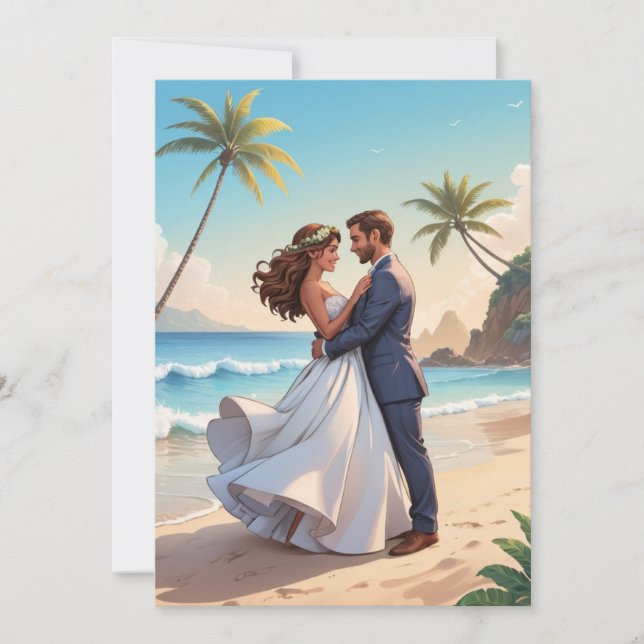 Convites recepção de casamento moderno e feliz para sempre  (Frente)