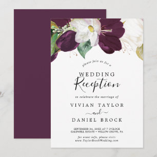 Convites Recepção de Casamento Moody Purple Blooms