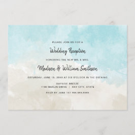 Convites Recepção de casamento na praia com aquarela