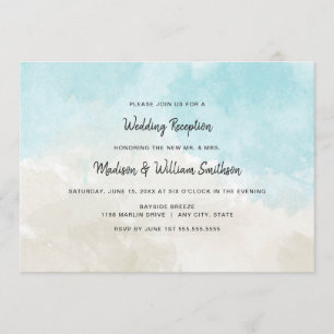 Convites Recepção de casamento na praia com aquarela