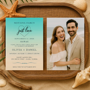 Convites Recepção de Casamento na Praia com Fotos de Fuga R