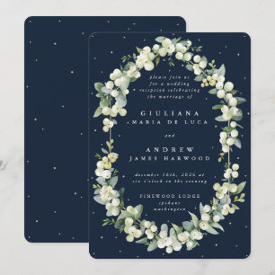 Convites Recepção de Casamento Navy Snowberry + Eucalipto A
