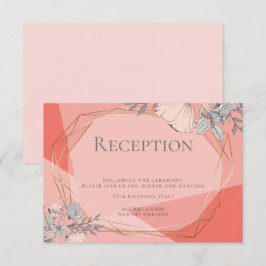 Convites Recepção de Casamento OnTrend Coral Floral Quadro 