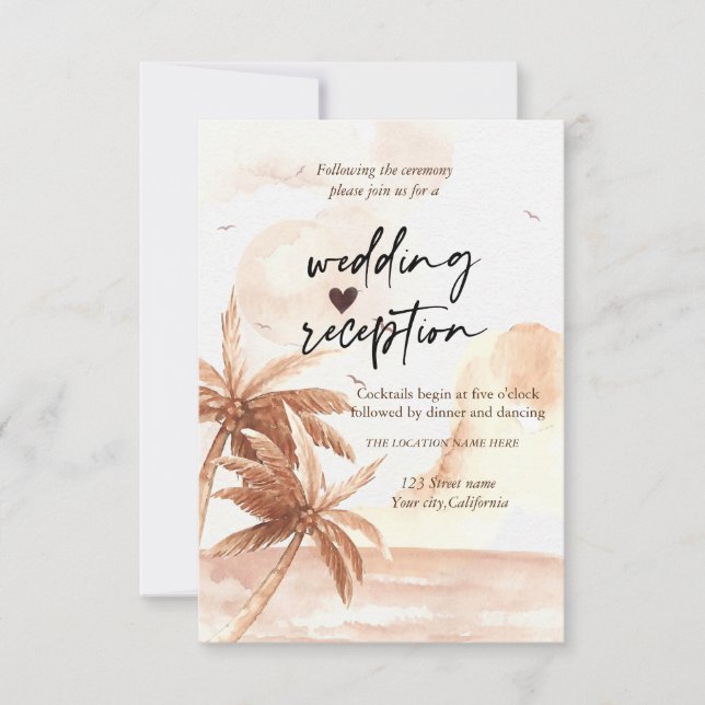 Convites Recepção de Casamento Palmeiras Tropicais Rústicas (Frente)