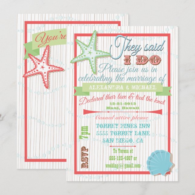 Convites Recepção de Casamento Pós-Casamento (Frente/Verso)