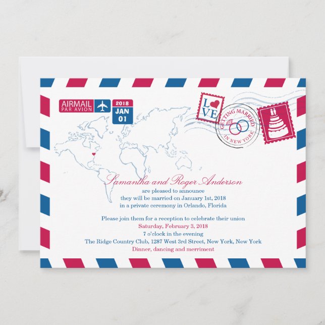 Convites Recepção de Casamento Pós-Casamento de Nova York p (Frente)
