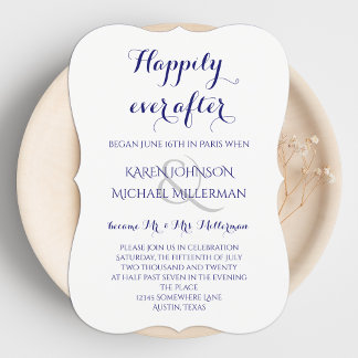 Convites Recepção de Casamento Pós Feliz Azul Meia-Noite