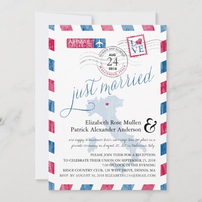 Convites Recepção de Casamento Pós Malcesine Itália Envio A (Frente)