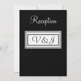 Convites Recepção de Casamento Preto Branco Monograma