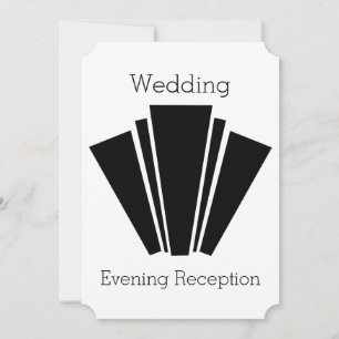Convites Recepção de Casamento Preto e Branco Art Deco
