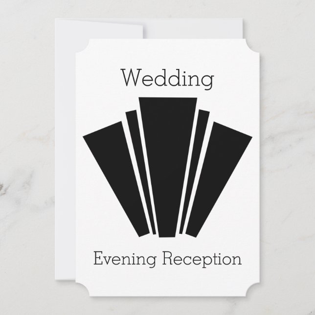 Convites Recepção de Casamento Preto e Branco Art Deco (Frente)