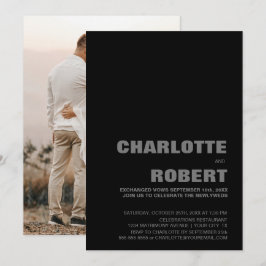 Convites Recepção de Casamento Preto Moderno