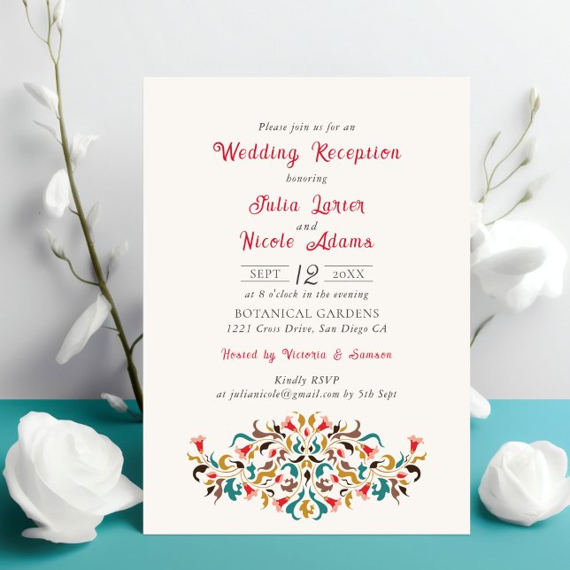 Convites Recepção de Casamento Romântico Moderno e Elegante (Criador carregado)