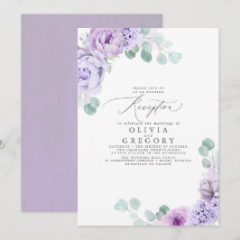 Convites Recepção de Casamento Romântico Roxo Dusty