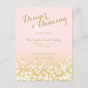 Convites Recepção de Casamento Rosa Bege e Dourado Brilhant