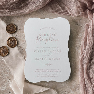 Convites Recepção de Casamento Rosa Bege   Folha Mínima