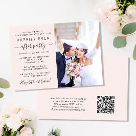 Convites Recepção de casamento rosa de código QR de foto em
