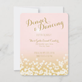 Convites Recepção de Casamento Rosa e Dourado Brilhante