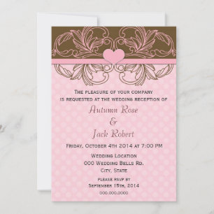Convites Recepção de Casamento Rosa e Marrom Fofa