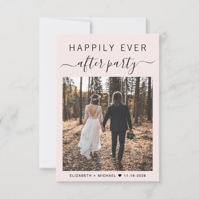 Convites Recepção de casamento Rosa Fotográfica do Script C (Frente)