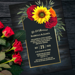 Convites Recepção de Casamento Rosa Girassol Madeira Azul R