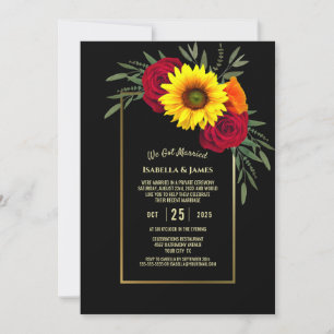 Convites Recepção de Casamento Rosa Girassol Ouro Preto