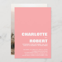 Convites Recepção de Casamento Rosa Minimalista Moderna