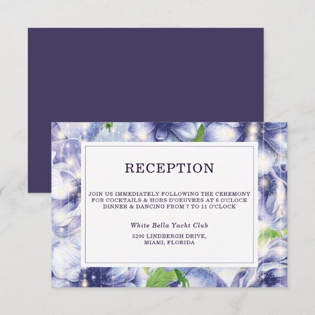 Convites Recepção de casamento Roxo Anêmona Floral (Frente/Verso)