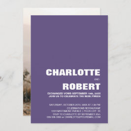 Convites Recepção de casamento Roxo Minimalista Moderna