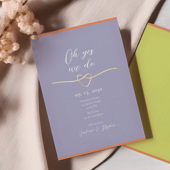 Convites Recepção de casamento Roxo Simples (Criador carregado)