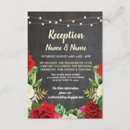 Convites Recepção de Casamento Rústica com Giz Flores Rosas
