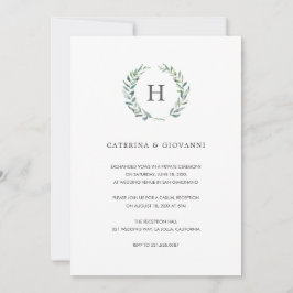 Convites Recepção de Casamento Rústica com Monograma Sage G