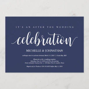 Convites Recepção de Casamento Rústico com Azul Marinho