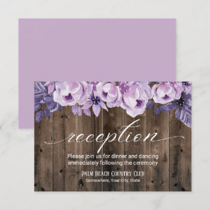 Convites Recepção de Casamento Rústico com Flores Roxas no 