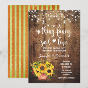 Convites Recepção de Casamento Rústico com Girassóis