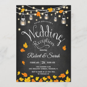 Convites Recepção de Casamento Rústico de Outono Giz na Lou