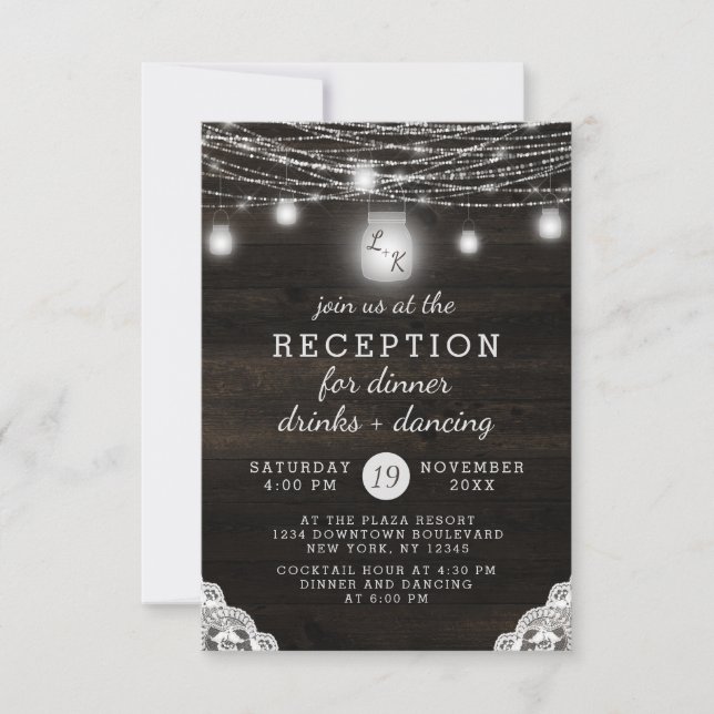 Convites Recepção de Casamento Rústico Oak Ridge com Madeir (Frente)