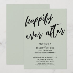Convites Recepção de Casamento Sage Felizes para Sempre