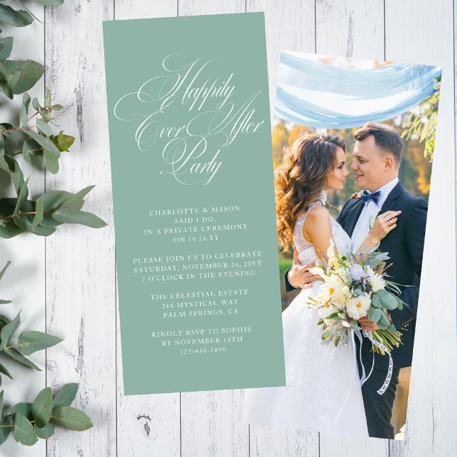 Convites Recepção de Casamento Sage Green Felizes para Semp (Criador carregado)