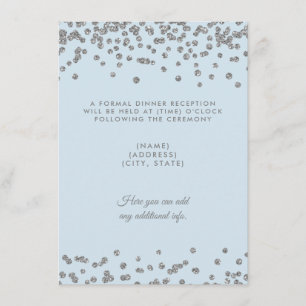 Convites Recepção de casamento Silver Glitter Confetti Azul