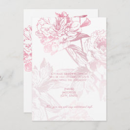 Convites Recepção de Casamento Simples Floral em Rose Gold